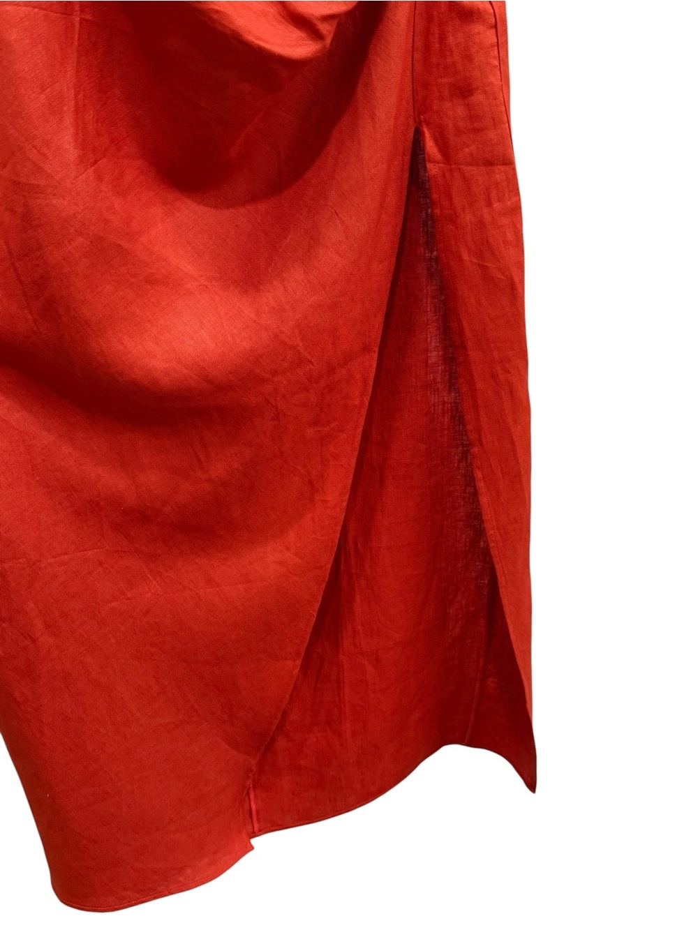 NWT Reformation Sadey Linen Halter Dress Blood Orange Size 8 Resort - Picture 7 of 11